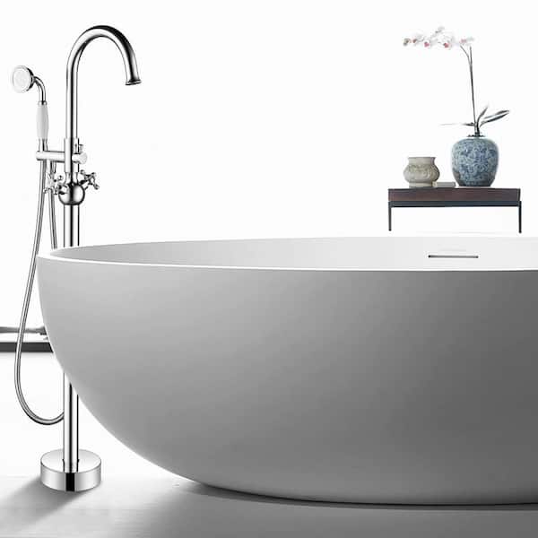 Vanity Art 48 in. H x 12 in. W Single-Handle Claw Foot Tub Faucet with Hand Shower in Polished Chrome
