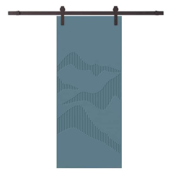 CALHOME 24 in. x 80 in. Dignity Blue Painted Composite MDF Paneled Interior Sliding Barn Door with Hardware Kit