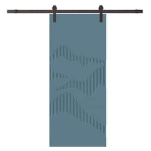 30 in. x 80 in. Dignity Blue Stained Composite MDF Paneled Interior Sliding Barn Door with Hardware Kit