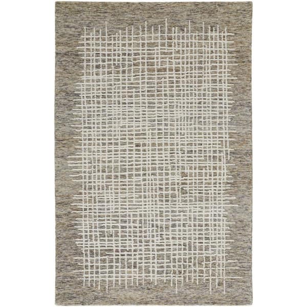 HomeRoots Tan and Ivory 2 ft. x 3 ft. Plaid Area Rug