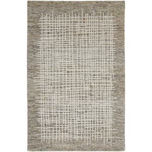 Tan and Ivory 2 ft. x 3 ft. Plaid Area Rug