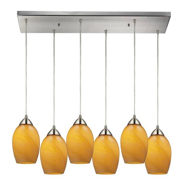 Titan Lighting Favela 6-Light Satin Nickel Ceiling Mount Pendant