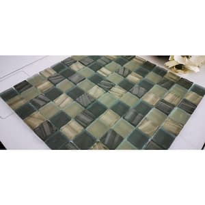 New Era Green Beige 12 in. x 12 in. Square Glossy Glass Mosaic Wall and Pool Tile (11.99 sq. ft./Case)