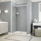 Utile Metro 32 in. x 48 in. x 83.5 in. Center Drain Alcove Shower Kit in Ash Grey with Chrome Shower Door