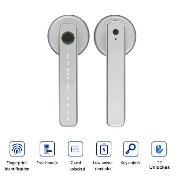 6.3 in. Silver Fingerprint Biometric Smart Door Handle