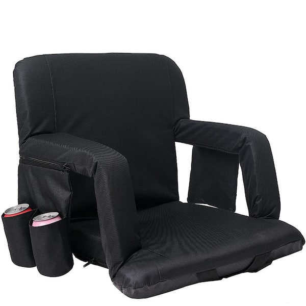 BOZTIY 21 in. Wide Stadium Seat with Backrest and Arms Portable Reclining Stadium Chair with 6-Reclining Positions Adjustable