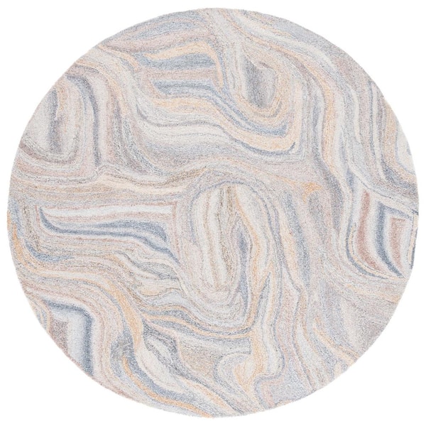 SAFAVIEH Abstract Gray/Brown 6 ft. x 6 ft. Abstract Gray/Brown Eclectic Round Area Rug
