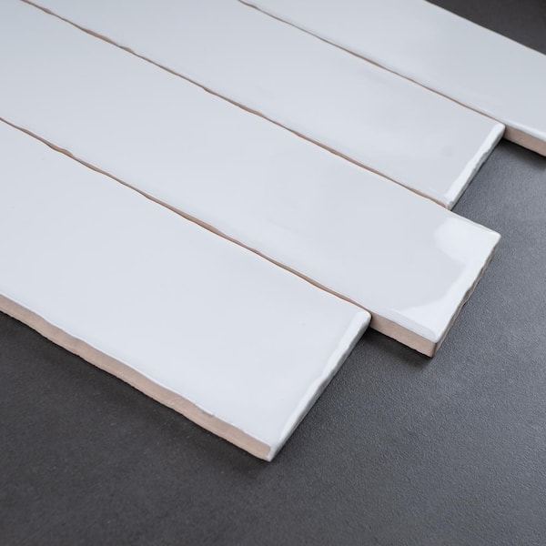 MOLOVO Rustic White 2.95 in. x 11.81 in. Polished Ceramic Subway