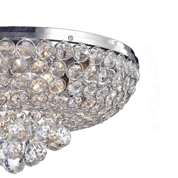 Jojospring Chloe 14.5 in. 4-Light Chrome Finish Crystal Flush Mount L257-YI-598