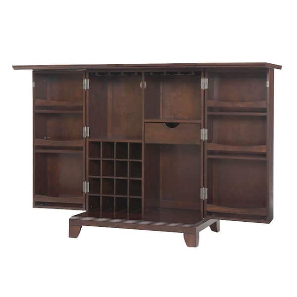 Crosley Newport Expandable Bar Cabinet in Mahogany