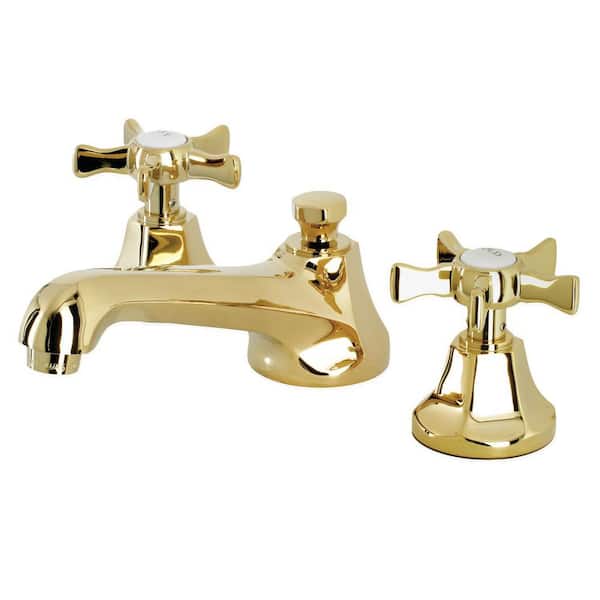 Kingston Brass Hamilton 2-Handle 8 in. Widespread Bathroom Faucets with Brass Pop-Up in Polished Brass