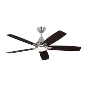 Lowden 52 in. LED Indoor/Outdoor Brushed Steel Ceiling Fan with Light Kit, Remote Control and Reversible Motor