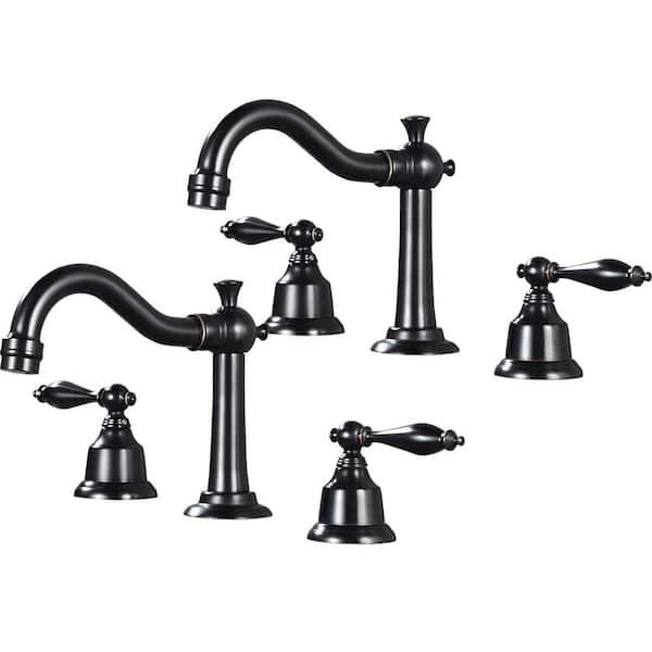 AKLFGN Double Handle 8 in. Widespread Bathroom Faucet 3 Hole Waterfall Bathroom Sink Faucet in Oil Rubbed Bronze (2-Pack)