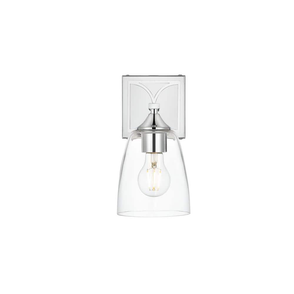 Simply Living 5 in. 1Light Modern Chrome Vanity Light with Clear Bell