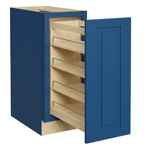 Grayson Mythic Blue Plywood Shaker Assembled Pull Out Pantry Kitchen Cabinet Soft Close 12 in W x 24 in D x 34.5 in H