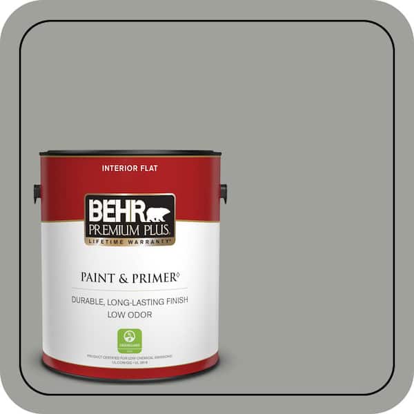 BEHR PREMIUM PLUS 1 gal. #MQ6-22 Gateway Gray Flat Low Odor Interior Paint & Primer