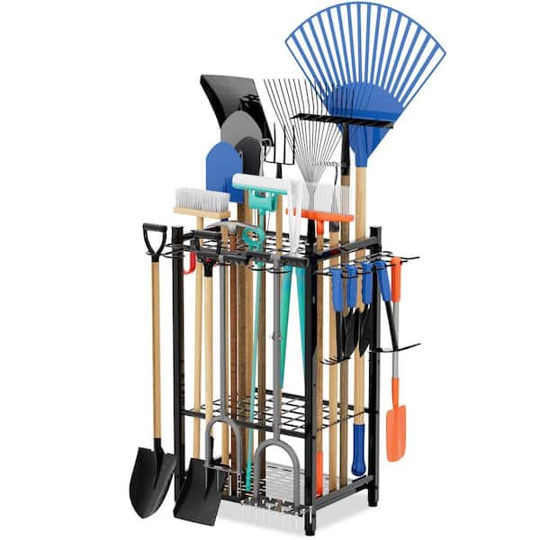 3-Tier Garden Tool Organizer Yard Tool Tower Rack with Storage Hooks Up to 50 Tools for Garage, Outdoor, Home