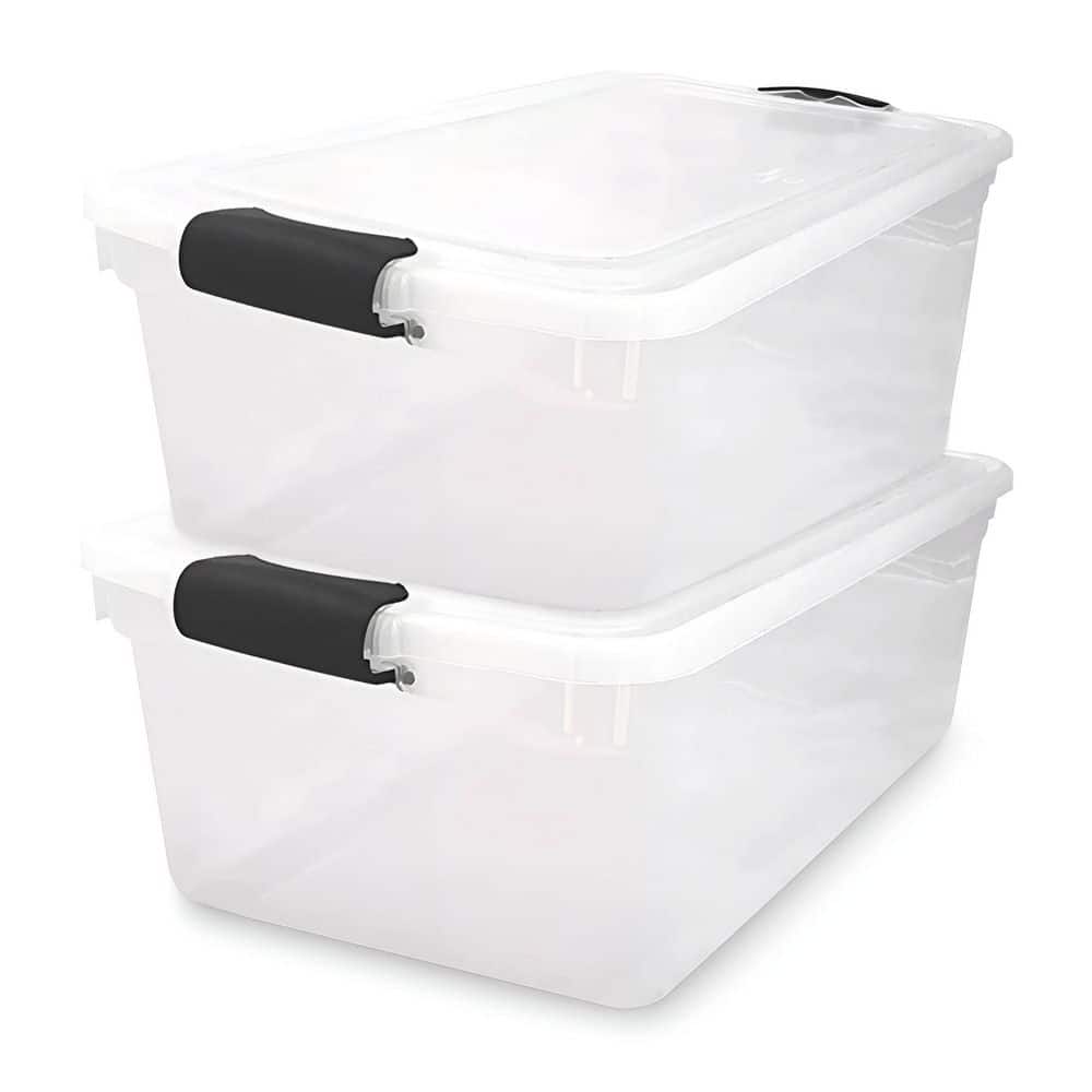 64Qt Stackable Plastic Storage Bin Container Box w/Latch Lid, Clear(2 Pack) price history on PriceWatchPro