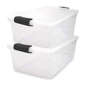 64 qt. Stackable Plastic Storage Bin Container Box w/Latch Lid, Clear (2-Pack)
