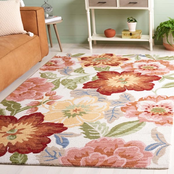 Chelsea 6 ft. x 6 ft. Ivory/Pink Modern Floral Square Area Rug