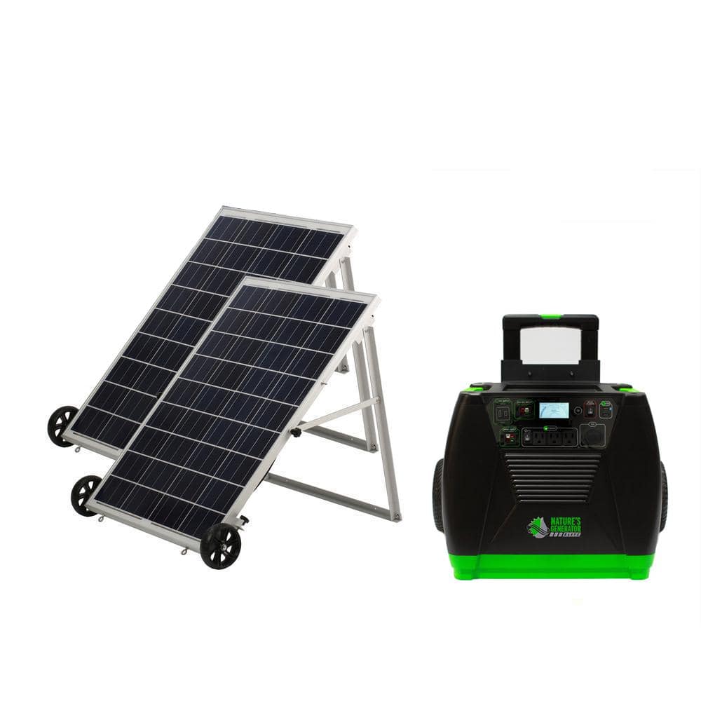 3600-Watt/5760W Peak Push Button Start Solar Powered Portable Generator with Two 100W Solar Panels