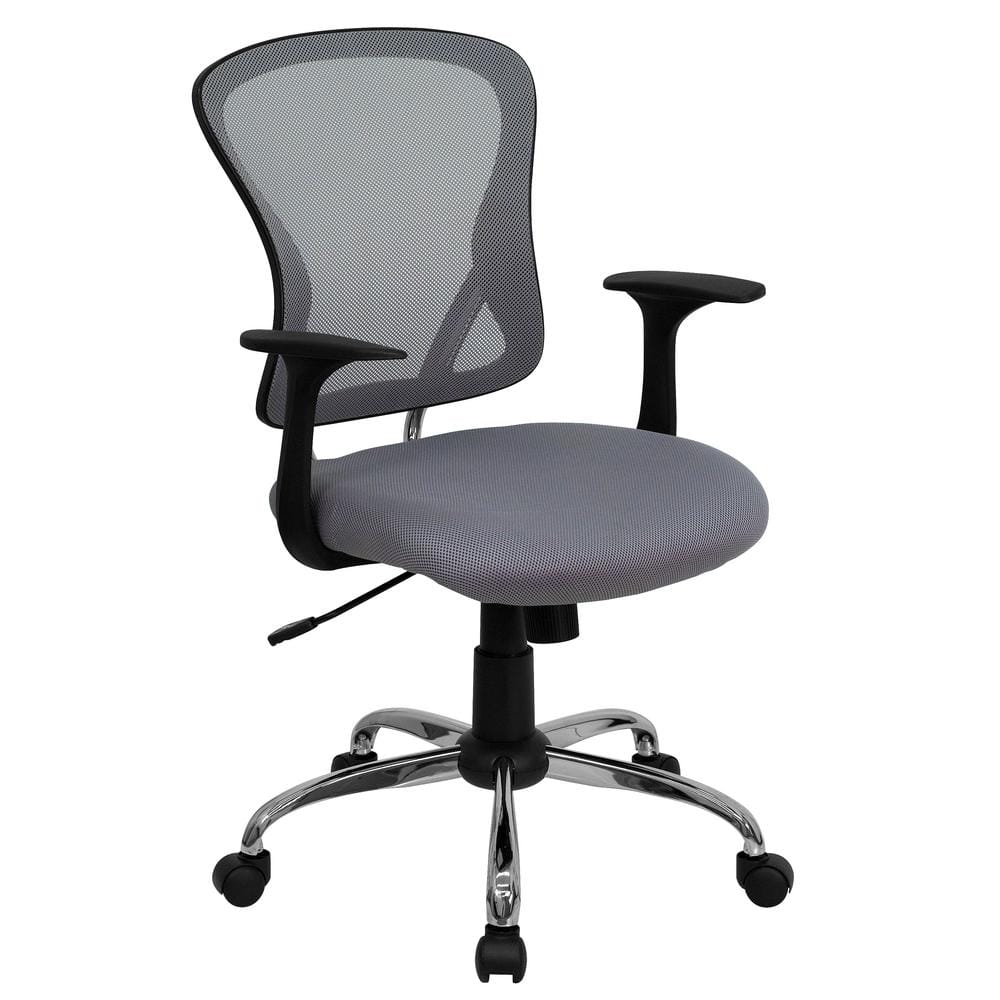 Mid-Back Gray Mesh Swivel Task Chair with Chrome Metal Base