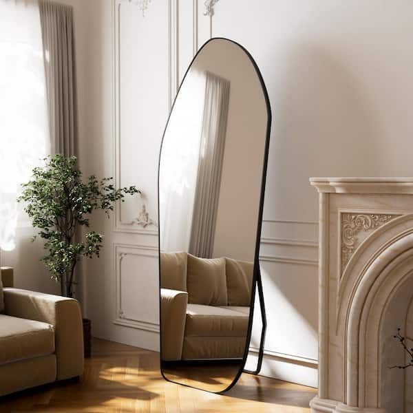 Black 23.6 in. W x 67 in. H Irregular Modern Aluminum Alloy Framed Full Length Mirror Floor Mirror