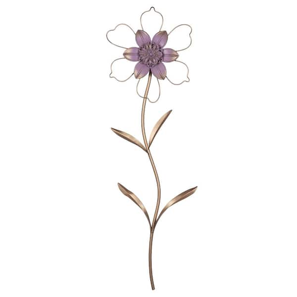Stratton Home Decor Farmhouse 36.25 in. x 11 in. Single Stem Metal Flower  Botanical Wall Decor S42502 - The Home Depot