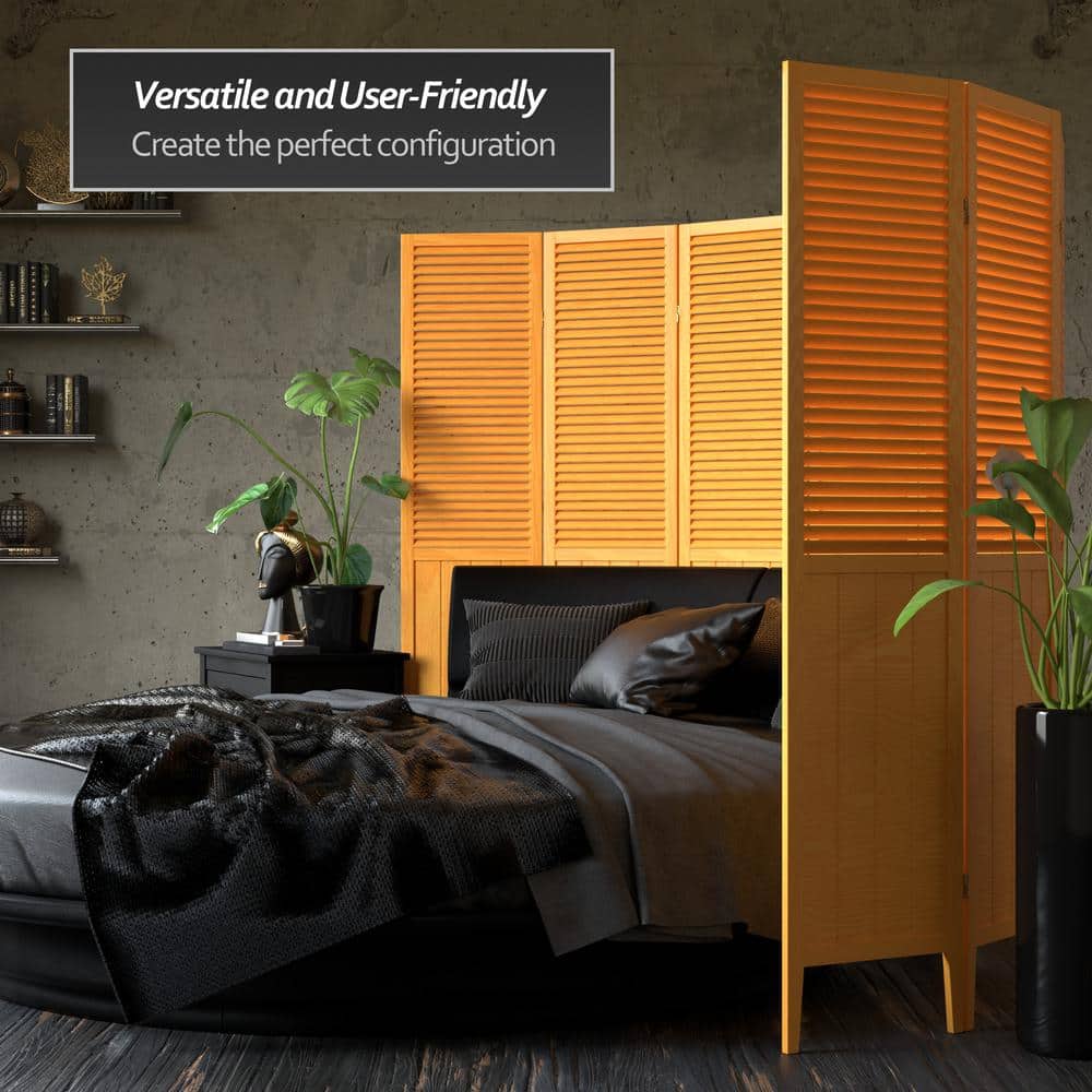 Honey Oak 64" Folding 3-Panel Room Divider