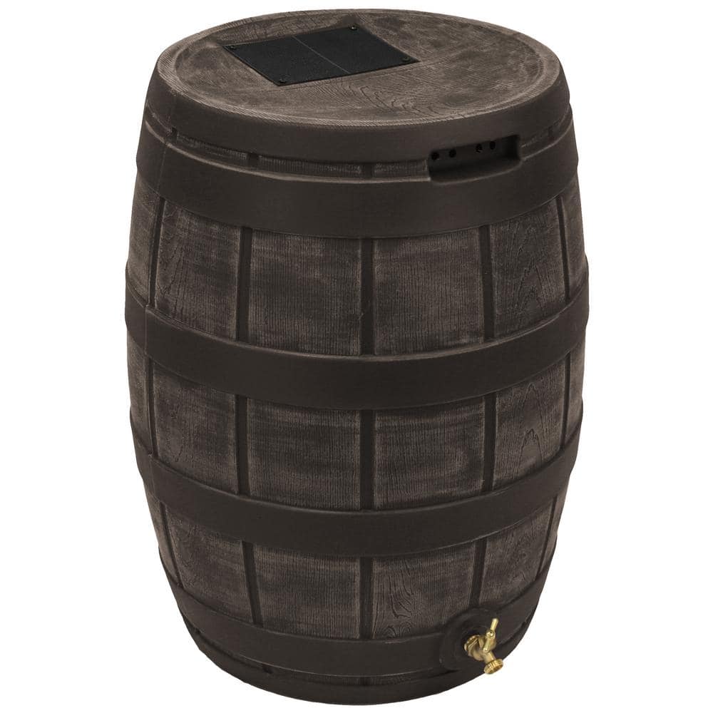 Oak 50-Gallon Plastic Rain Barrel with Brass Spigot