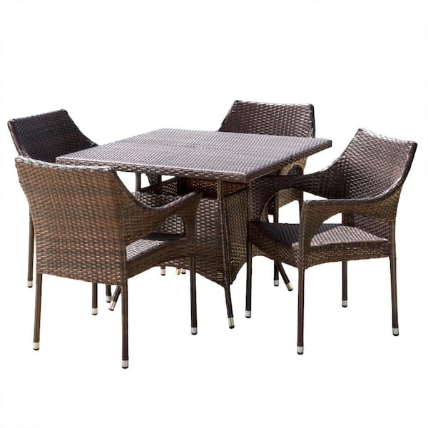 Plastic rattan garden table best sale and chairs