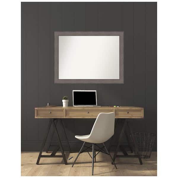 Amanti Art Medium Rectangle Distressed Brown Modern Mirror (33.25 in. H x 44.25 in. W)