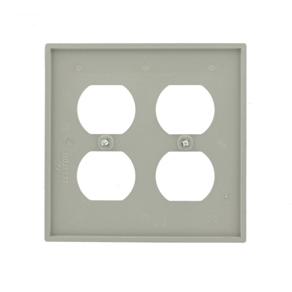 Gray Thermoplastic 2-Gang Duplex Outlet Wall Plate