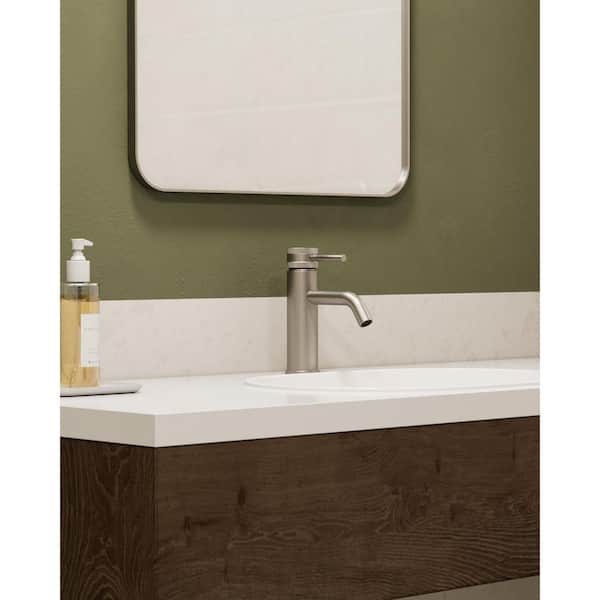 ANGELSEY Single Hole Single Handle Bathroom Faucet with Pop-up Drain in Brushed Nickel