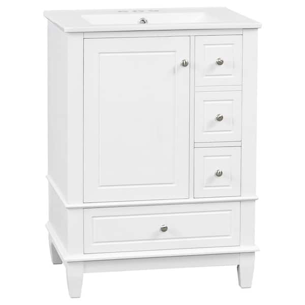 24 in. Bath Vanity Cabinet without Top in White Assembled
