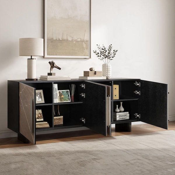 Spruce & Spring Frederick 79 in. Brown Wood Metal-Frame Buffet