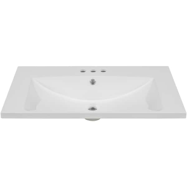 Unbranded 18.03 in. W x 30 in. D Ceramic Vanity Top with 1 White Basin with 3-Faucet Holes