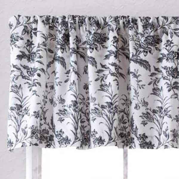 Laura Ashley Amberley 15 in. L Cotton Pole Top Valance in Black
