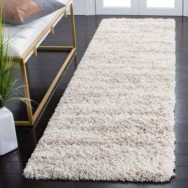 Hudson Shag Ivory/Beige 2 ft. x 16 Marble Runner Rug