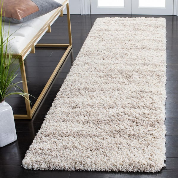 Hudson Shag 2 ft. x 20 ft. Ivory/Beige Marble Runner Rug