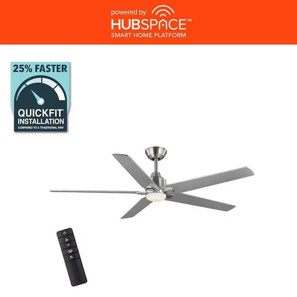Home Decorators Collection Vinwood 56 in. Indoor White Color Changing LED Brushed Nickel Ceiling Fan with Remote Control Powered by Hubspace