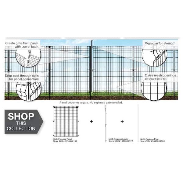 Vigoro 44 in. H x 36 in. W Steel Multi-Purpose No Dig Black Fence Panel  860411 - The Home Depot
