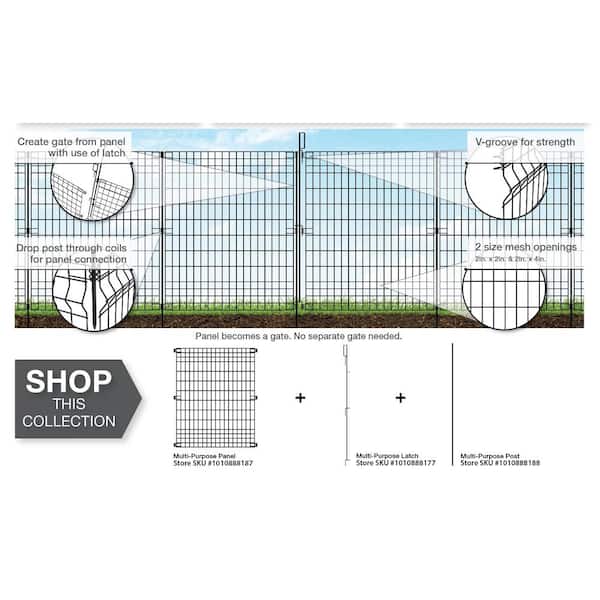 Vigoro 56 in. H Steel Multi-Purpose Black Fence Post (20-Pack)