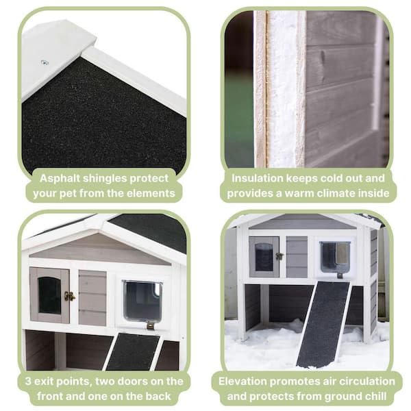 TRIXIE 30.5 in. x 21.5 in. x 29.5 in. Insulated Cat Home in Gray