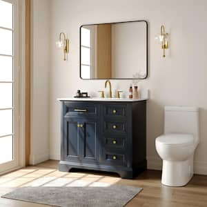 36 in. W x 22 in. D x 34 in. H Single Sink Freestanding Blue Bath Vanity with White Engineered Marble Top (Assembled)