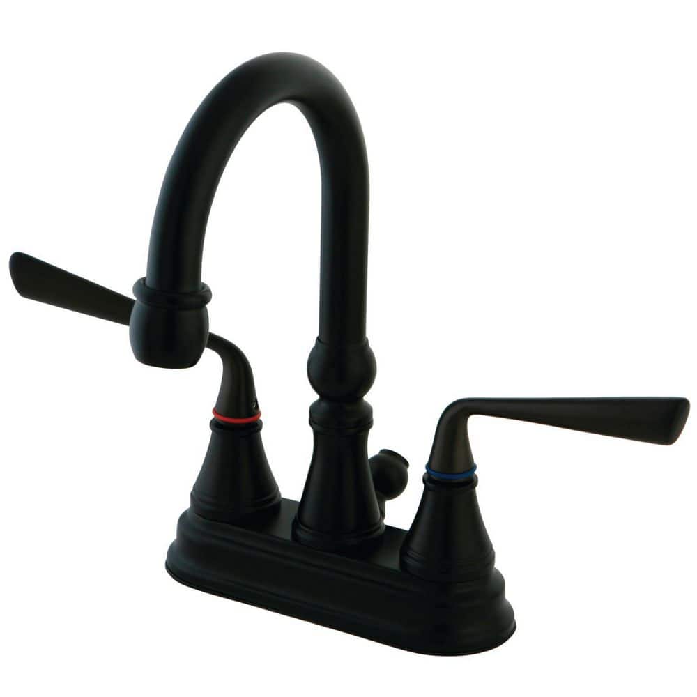 Kingston Brass Silver Sage 4 in. Centerset 2Handle Bathroom Faucet with Brass PopUp in Oil