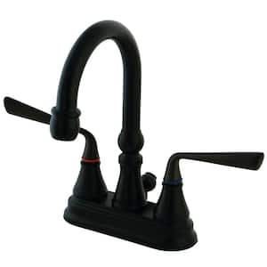 Silver Sage 4 in. Centerset 2-Handle Bathroom Faucet with Brass Pop-Up in Oil Rubbed Bronze