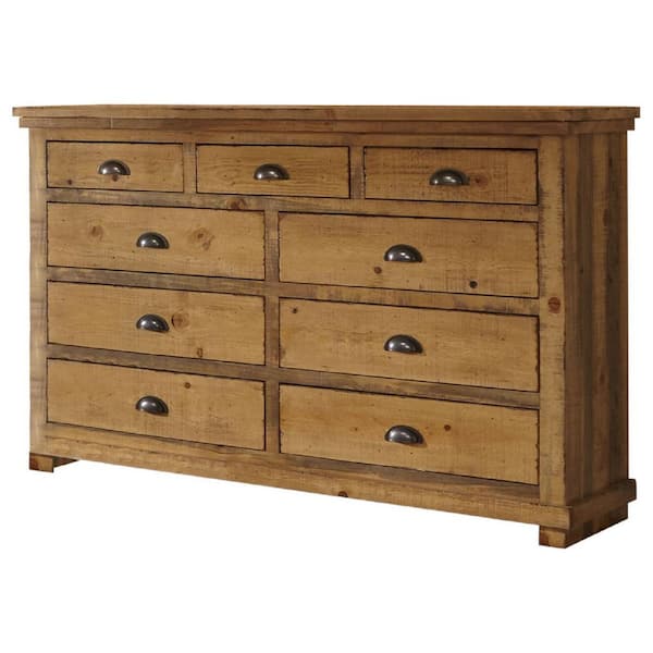 Progressive Furniture Willow 9-Drawer Distressed Pine Dresser