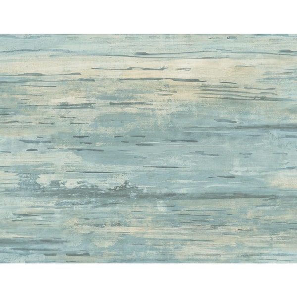 Seabrook Designs Cyprus Plank Metallic Blue and Latte Faux Paper Strippable Roll (Covers 60.75 sq. ft.)