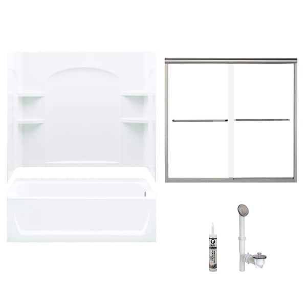 STERLING Ensemble 32 in. x 60 in. x 73.25 in. Bath and Shower Kit with Right-Hand Drain